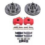 Powerstop KC1831 Front Brake Disc and Caliper Kit, Cross-drilled and Slotted 5 Lugs 298 mm Red Powdercoat Caliper, Carbon Fiber Ceramic, Z23 Evolution Sport Series - Image 4