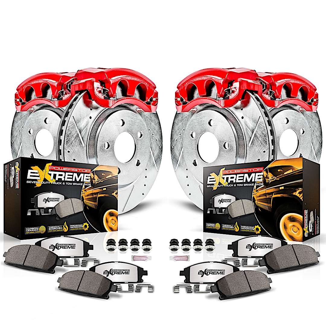 p15kc201636_1.jpg Powerstop 4-Wheel Set Power Stop® KC2016-36 Front and Rear Z36 Z36 Truck Carbon-Fiber Ceramic Brake Pad, Drilled & Slotted Rotor + Calipers - Image 1