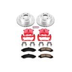 Powerstop 2-Wheel Set Power Stop&reg; KC2046 Rear Z23 Daily Carbon-Fiber Ceramic Brake Pad, Drilled & Slotted Rotor and Caliper Kit