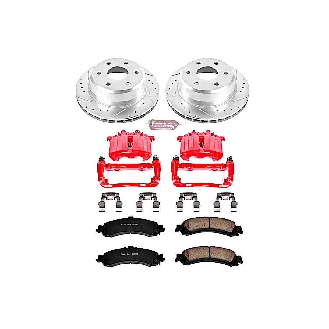 p15kc2046_1.jpg Powerstop 2-Wheel Set Power Stop® KC2046 Rear Z23 Daily Carbon-Fiber Ceramic Brake Pad, Drilled & Slotted Rotor and Caliper Kit - Image 1
