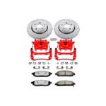 Powerstop 2-Wheel Set Power Stop&reg; KC2219-36 Front Z36 Z36 Truck Carbon-Fiber Ceramic Brake Pad, Drilled & Slotted Rotor + Calipers
