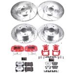 Powerstop 4-Wheel Set Power Stop&reg; KC2718-26 Front and Rear Z26 Muscle Carbon-Fiber Ceramic Brake Pad, Drilled & Slotted Rotor and Caliper Kit - Image 8