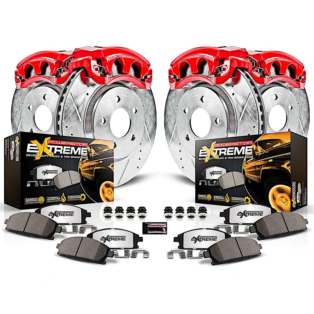 p15kc558436_1.jpg Powerstop 4-Wheel Set Power Stop® KC5584-36 Front and Rear Z36 Z36 Truck Carbon-Fiber Ceramic Brake Pad, Drilled & Slotted Rotor + Calipers - Image 1