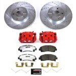 Powerstop KC5939-26 Front Brake Disc and Caliper Kit, Cross-drilled and Slotted 5 Lugs 319.8 mm Red Powdercoat Caliper, Carbon Fiber Ceramic, Z26 Street Warrior Carbon-Fiber Ceramic Series - Image 7