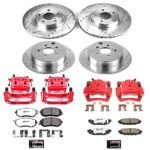 Powerstop KC6113-26 Front and Rear Brake Disc and Caliper Kit, Cross-drilled and Slotted 5 Lugs 274 mm Red Powdercoat Caliper, Carbon Fiber Ceramic, Z26 Street Warrior Carbon-Fiber Ceramic Series - Image 8