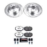 Powerstop KC6152-26 Rear Brake Disc and Caliper Kit, Cross-drilled and Slotted 5 Lugs 303 mm Red Powdercoat Caliper, Carbon Fiber Ceramic, Z26 Street Warrior Carbon-Fiber Ceramic Series - Image 8