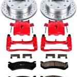 Powerstop 2-Wheel Set Power Stop&reg; KC6407 Rear Z23 Daily Carbon-Fiber Ceramic Brake Pad, Drilled & Slotted Rotor and Caliper Kit