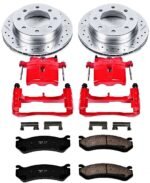 Powerstop 2-Wheel Set Power Stop&reg; KC6407 Rear Z23 Daily Carbon-Fiber Ceramic Brake Pad, Drilled & Slotted Rotor and Caliper Kit