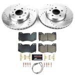 Powerstop KC7033-26 Front and Rear Brake Disc and Caliper Kit, Cross-drilled and Slotted 5 Lugs 291.9 mm Red Powdercoat Caliper, Carbon Fiber Ceramic, Z26 Street Warrior Carbon-Fiber Ceramic Series - Image 7