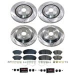Powerstop KC7033 Front and Rear Brake Disc and Caliper Kit, Cross-drilled and Slotted 5 Lugs 291.9 mm Red Powdercoat Caliper, Carbon Fiber Ceramic, Z23 Evolution Sport Series - Image 10