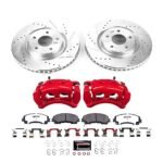 Powerstop KC7034-26 Front Brake Disc and Caliper Kit, Cross-drilled and Slotted 5 Lugs 320 mm Red Powdercoat Caliper, Carbon Fiber Ceramic, Z26 Street Warrior Carbon-Fiber Ceramic Series - Image 7
