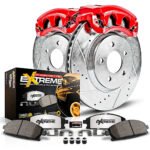 Powerstop 2-Wheel Set Power Stop&reg; KC7133-36 Front Z36 Z36 Truck Carbon-Fiber Ceramic Brake Pad, Drilled & Slotted Rotor + Calipers