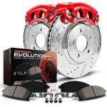 Powerstop KC7175 Front Brake Disc and Caliper Kit, Cross-drilled and Slotted 5 Lugs 339.8 mm Red Powdercoat Caliper, Carbon Fiber Ceramic, Z23 Evolution Sport Series - Image 4