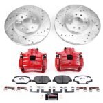 Powerstop KC7661B-26 Front Brake Disc and Caliper Kit, Cross-drilled and Slotted 5 Lugs 321.2 mm Red Powdercoat Caliper, Carbon Fiber Ceramic, Z26 Street Warrior Carbon-Fiber Ceramic Series - Image 7