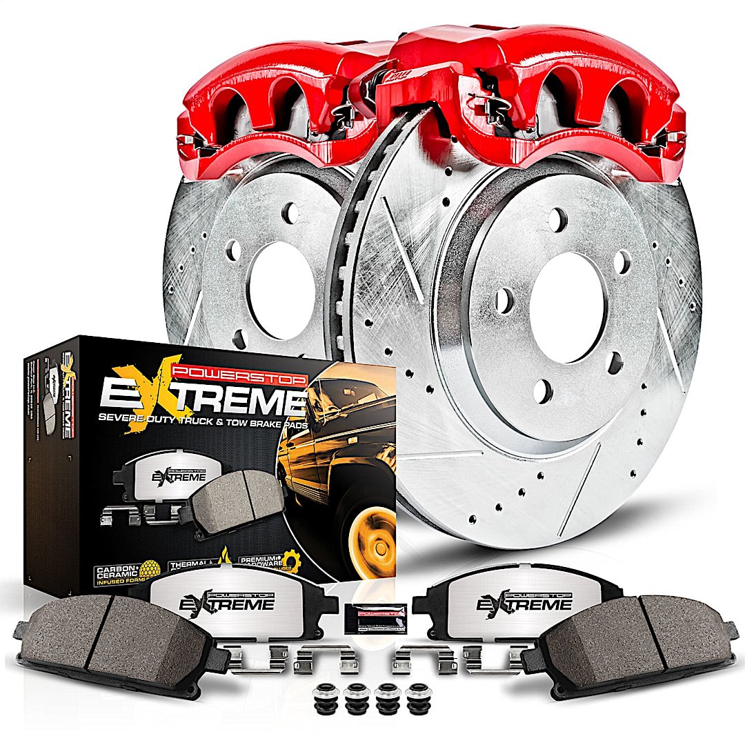 p15kc7688a36_1.jpg Powerstop 2-Wheel Set Power Stop® KC7688A-36 Front Z36 Z36 Truck Carbon-Fiber Ceramic Brake Pad, Drilled & Slotted Rotor + Calipers - Image 1