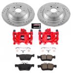 Powerstop 2-Wheel Set Power Stop&reg; KC7723 Rear Z23 Daily Carbon-Fiber Ceramic Brake Pad, Drilled & Slotted Rotor and Caliper Kit