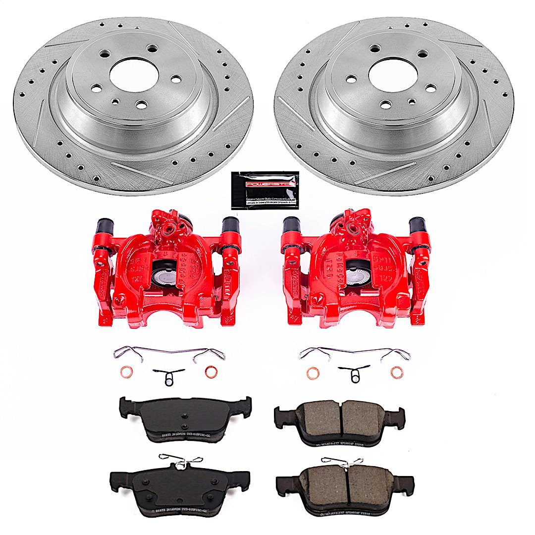 p15kc7723_1.jpg Powerstop 2-Wheel Set Power Stop® KC7723 Rear Z23 Daily Carbon-Fiber Ceramic Brake Pad, Drilled & Slotted Rotor and Caliper Kit - Image 1
