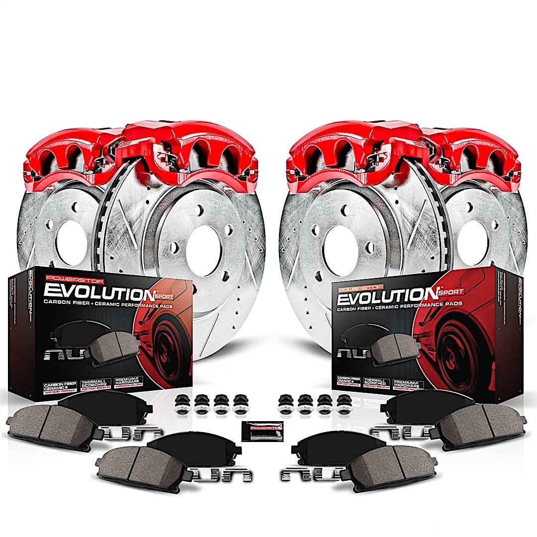 p15kc7912_1.jpg Powerstop 4-Wheel Set Power Stop® KC7912 Front and Rear Z23 Daily Carbon-Fiber Ceramic Brake Pad, Drilled & Slotted Rotor and Caliper Kit - Image 1