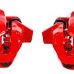 Powerstop KC7980 Front Brake Disc and Caliper Kit, Cross-drilled and Slotted 5 Lugs Red Powdercoat Caliper, Carbon Fiber Ceramic, Z23 Evolution Sport Series
