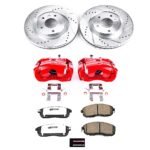Powerstop KC8327-26 Front Brake Disc and Caliper Kit, Cross-drilled and Slotted 5 Lugs 295.8 mm Red Powdercoat Caliper, Carbon Fiber Ceramic, Z26 Street Warrior Carbon-Fiber Ceramic Series - Image 8