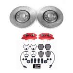 Powerstop KC886-26 Front Brake Disc and Caliper Kit, Cross-drilled and Slotted 5 Lugs 319.9 mm Red Powdercoat Caliper, Carbon Fiber Ceramic, Z26 Street Warrior Carbon-Fiber Ceramic Series - Image 8