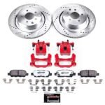 Powerstop KC9062-26 Rear Brake Disc and Caliper Kit, Cross-drilled and Slotted 5 Lugs 330 mm Red Powdercoat Caliper, Carbon Fiber Ceramic, Z26 Street Warrior Carbon-Fiber Ceramic Series - Image 7