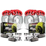Powerstop KC950-26 Front and Rear Brake Disc and Caliper Kit, Cross-drilled and Slotted 5 Lugs 254.9 mm Red Powdercoat Caliper, Carbon Fiber Ceramic, Z26 Street Warrior Carbon-Fiber Ceramic Series - Image 8