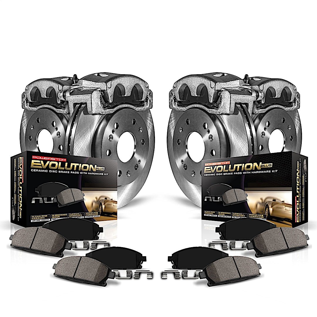 p15kcoe1038_1.jpg Powerstop 4-Wheel Set Power Stop® KCOE1038 Front and Rear OE Stock Replacement Low-Dust Ceramic Brake Pad, Rotor and Caliper Kit - Image 1