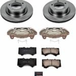 Powerstop KCOE2952B Front Brake Disc and Caliper Kit, Plain Surface 5 Lugs 354 mm Natural Caliper, Ceramic, Z17 OE Replacement