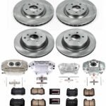 Powerstop KCOE4488A Front and Rear Brake Disc and Caliper Kit, Plain Surface 5 Lugs 322 mm Natural, Ceramic, Z17 OE Replacement