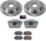 Powerstop KCOE4704 Rear Brake Disc and Caliper Kit, Plain Surface 5 Lugs 302 mm Natural Caliper, Ceramic, Z17 OE Replacement