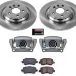 Powerstop KCOE4704 Rear Brake Disc and Caliper Kit, Plain Surface 5 Lugs 302 mm Natural Caliper, Ceramic, Z17 OE Replacement