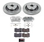 Powerstop KCOE4732A Rear Brake Disc and Caliper Kit, Plain Surface 5 Lugs 350 mm Natural Caliper, Ceramic, Z17 OE Replacement