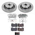 Powerstop KCOE4732A Rear Brake Disc and Caliper Kit, Plain Surface 5 Lugs 350 mm Natural Caliper, Ceramic, Z17 OE Replacement
