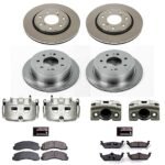 Powerstop KCOE5973 Front and Rear Brake Disc and Caliper Kit, Plain Surface 7 Lugs 350 mm and 349 mm Natural Caliper, Ceramic, Z17 OE Replacement - Image 4