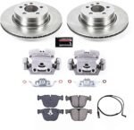 Powerstop KCOE5985 Rear Brake Disc and Caliper Kit, Plain Surface 5 Lugs 344.7 mm Natural Caliper, Ceramic, Z17 OE Replacement