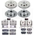 Powerstop KCOE6480 4-Wheel Set Front and Rear Brake Disc and Caliper Kit, Plain Surface, Ceramic, 5 Lugs, 11.65 in. Front/11.06 in. Rear Disc Diameter - Image 4
