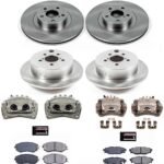 Powerstop KCOE6762 Front and Rear Brake Disc and Caliper Kit, Plain Surface 5 Lugs 274 mm Natural, Ceramic, Z17 OE Replacement