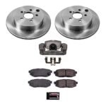 Powerstop KCOE6820A Front and Rear Brake Disc and Caliper Kit, Plain Surface 8 Lugs 362.8 mm Natural Caliper, Ceramic, RWD, Z17 OE Replacement