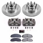 Powerstop KCOE6821 Front Brake Disc and Caliper Kit, Plain Surface 8 Lugs 363.7 mm Natural Caliper, Ceramic, RWD, Z17 OE Replacement