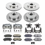 Powerstop KCOE6943 Front and Rear Brake Disc and Caliper Kit, Plain Surface 5 Lugs Natural Caliper, Ceramic, Z17 OE Replacement - Image 2