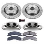 Powerstop 2-Wheel Set Power Stop&reg; KCOE6993 Rear OE Stock Replacement Low-Dust Ceramic Brake Pad, Rotor and Caliper Kit