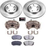 Powerstop KCOE7083 Front Brake Disc and Caliper Kit, Plain Surface 5 Lugs 320.1 mm Natural, Ceramic, Z17 OE Replacement