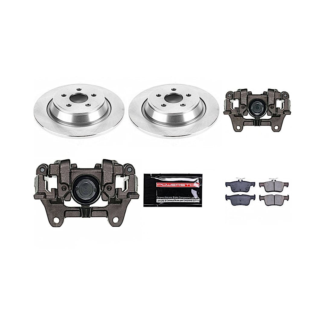 p15kcoe7144b_1.jpg Powerstop KCOE7144B Rear Brake Disc and Caliper Kit, Plain Surface 5 Lugs 315 mm Natural Caliper, Ceramic, Z17 OE Replacement - Image 1