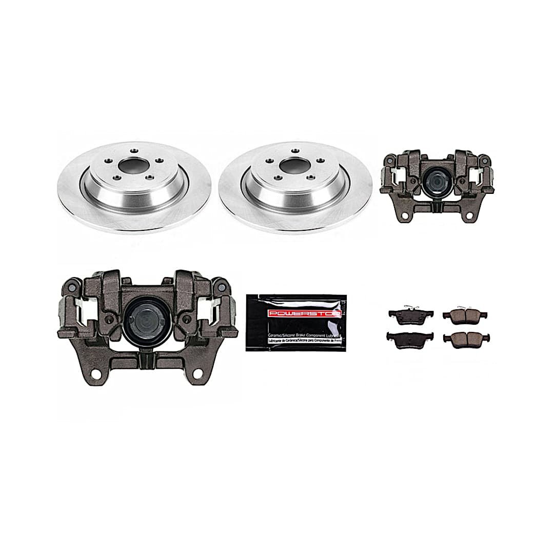 p15kcoe7417a_1.jpg Powerstop KCOE7417A Rear Brake Disc and Caliper Kit, Plain Surface 5 Lugs 315 mm Natural Caliper, Ceramic, Z17 OE Replacement - Image 1