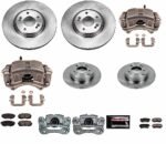 Powerstop KCOE7510 Front and Rear Brake Disc and Caliper Kit, Plain Surface 5 Lugs 283 mm Natural Caliper, Ceramic, Z17 OE Replacement