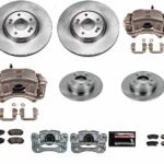 Powerstop KCOE7510 Front and Rear Brake Disc and Caliper Kit, Plain Surface 5 Lugs 283 mm Natural Caliper, Ceramic, Z17 OE Replacement