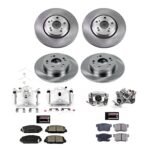 Powerstop KCOE7529 Front and Rear Brake Disc and Caliper Kit, Plain Surface 5 Lugs Natural, Ceramic, Z17 OE Replacement