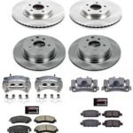 Powerstop KCOE7584 Front and Rear Brake Disc and Caliper Kit, Plain Surface 5 Lugs 308 mm Natural Caliper, Ceramic, Z17 OE Replacement