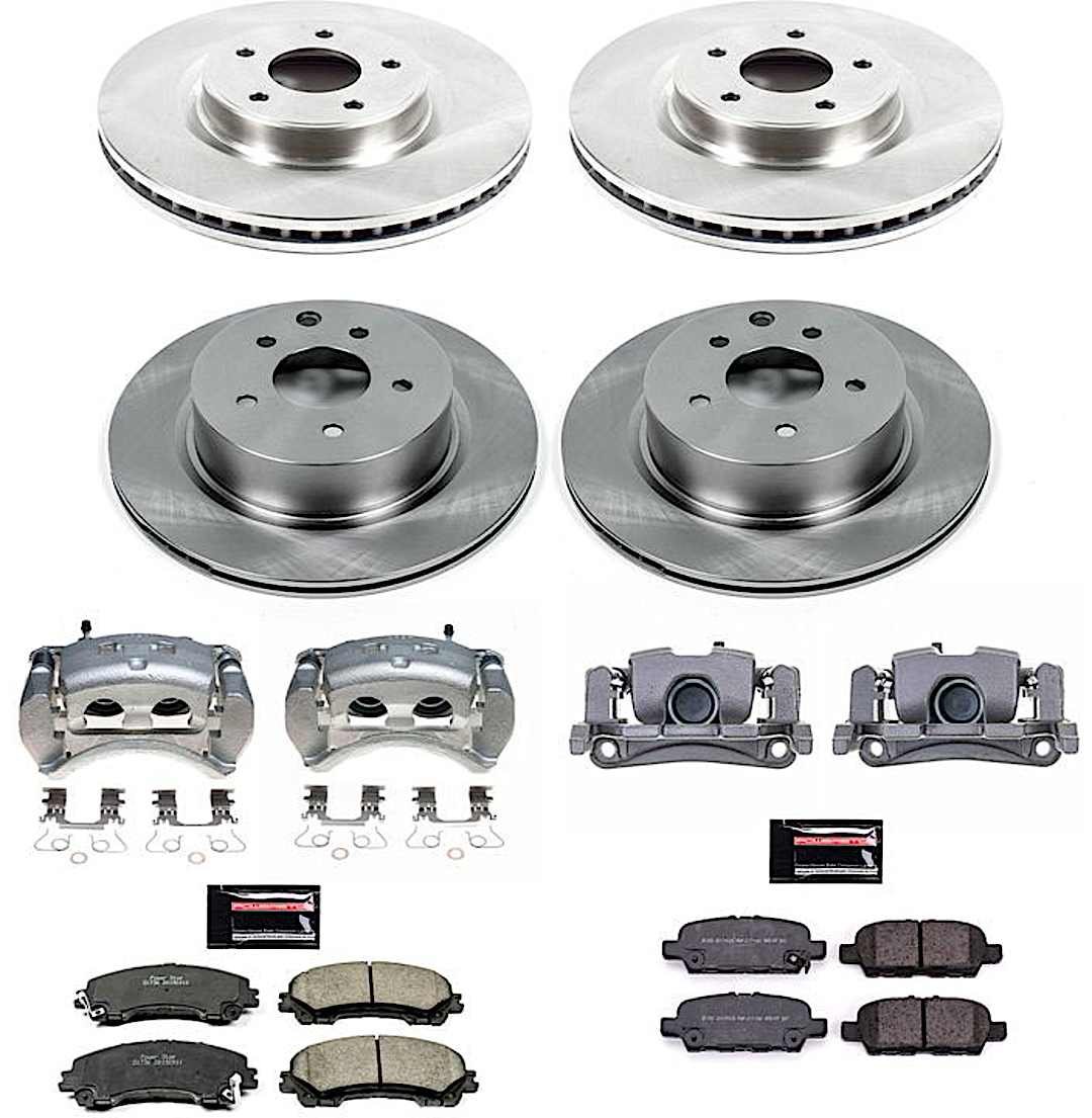 p15kcoe7584_1.jpg Powerstop KCOE7584 Front and Rear Brake Disc and Caliper Kit, Plain Surface 5 Lugs 308 mm Natural Caliper, Ceramic, Z17 OE Replacement - Image 1